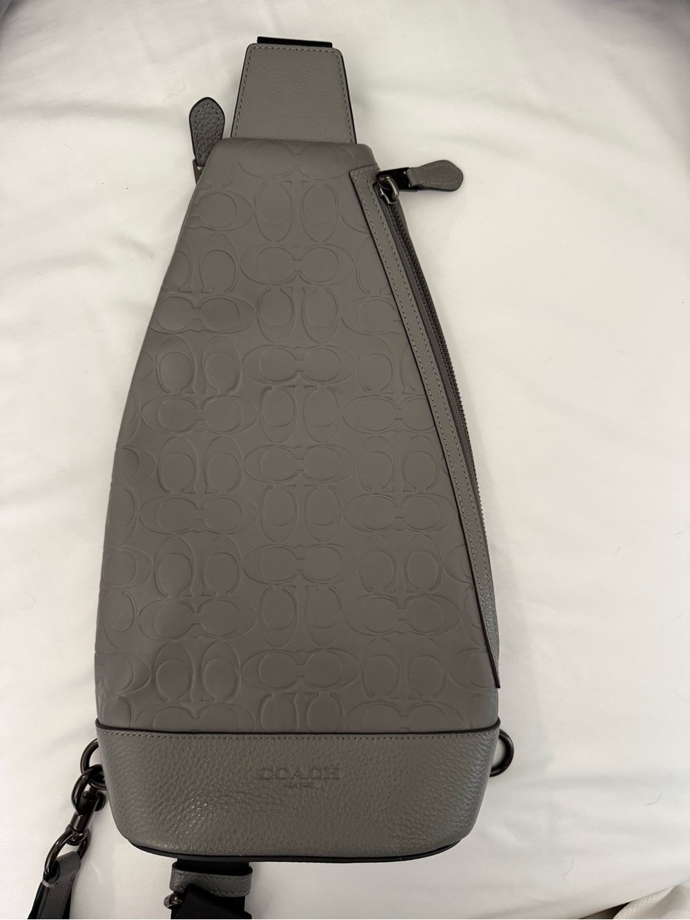 Coach Men's Embossed Signature Sling Bag in Gray